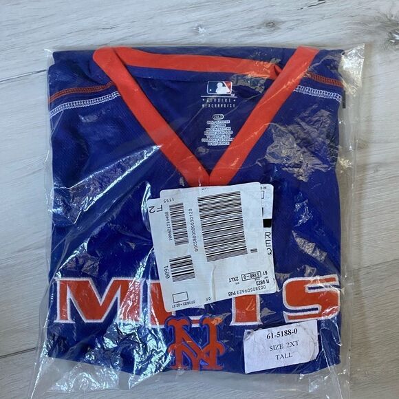 MLB New York Mets Baseball Men's‎ V Neck Jersey Shirt 2XLT NWT - Picture 7 of 7
